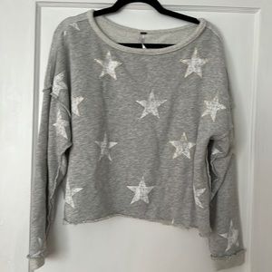 Free People Gray Star Sweatshirt Size Small